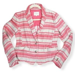 Ann Taylor LOFT Linen Blend Striped Blazer Size 2